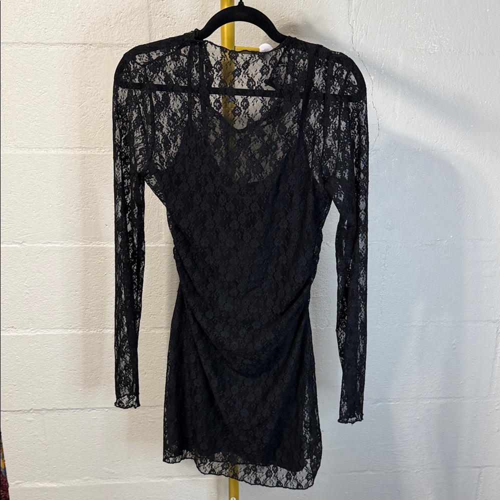The Vintage Shop Black Lace Long Sleeve Dress